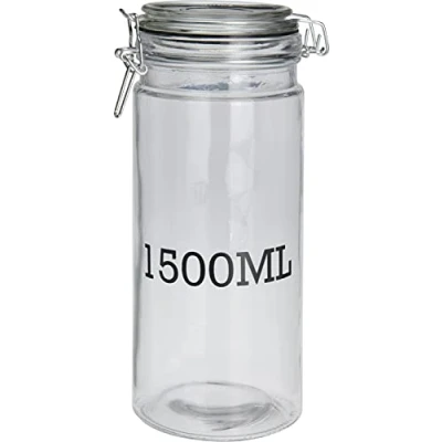 Image of Muddy Hands 1500ml Glass Storage Jar with Lid Clip Top Airtight Kitchen Food Fermenting Preserving Container