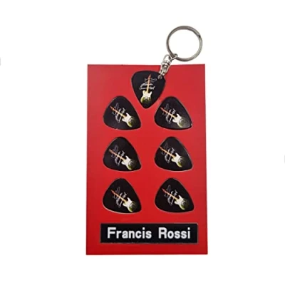 Image of Francis Rossi Guitar Plectrum Gift Set 6 Artist Plectrums 1 Keyring