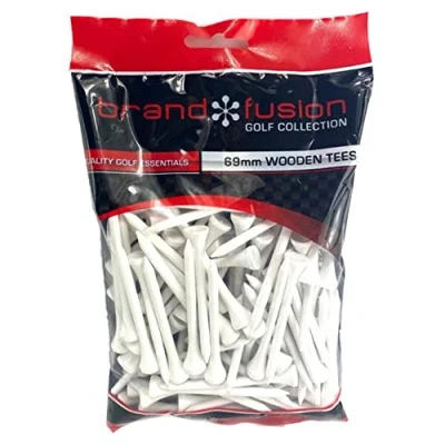 Image of Brand Fusion Unisex 69mm White Wooden Golf Tees 69 mm, White, UK