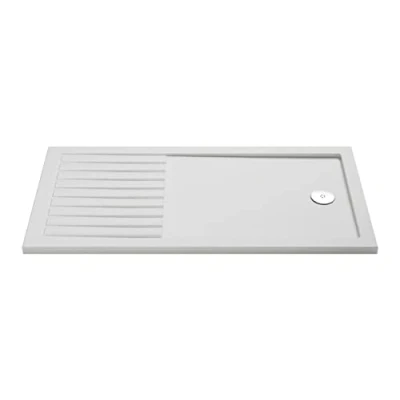 Image of nuie NSR1680 Trays Modern Bathroom Slip Resistant Walk in Shower Tray, 800mm x 1600mm, Matt White