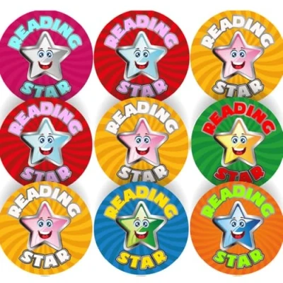 Image of 144 Star Reading 30mm Glossy Reward Literacy Stickers for Teachers &amp; Parents