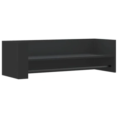 Image of vidaXL Wall Shelf Black Engineered Wood 100x35x30.5 cm Floating Display with Hanger Bar for Living Room/Bedroom/Office