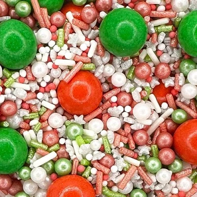 Image of Sprinkletti Christmas Merry Berry 30g Cake Topper Sprinkles Edible Decorations Festive Mix For Xmas Themed Birthday Party Cakes &amp; Bakes