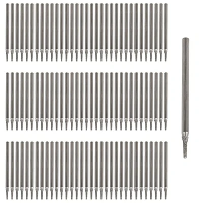 Image of BQLZR 1mm Silver Gemstones Diamond Burrs Engraving Drill Bits Jewelry Jade Carving Hole Tools Pack of 100