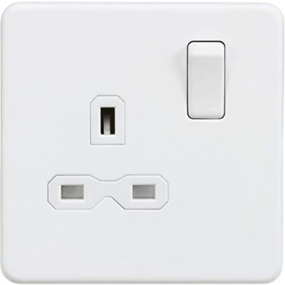 Image of KnightsBridge Screwless 13A 1G DP switched socket Matt white with insert