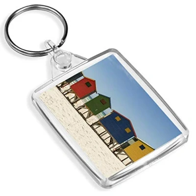 Image of Destination Vinyl Keyrings Colorful Beach Huts Sea Keyring IP02 Summer Holiday 8091