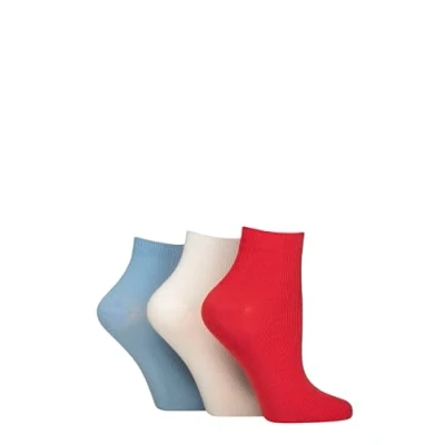 Image of Women&#039;s 3 Pair Elle Ribbed Bamboo Ankle Socks Seafarer 4 8