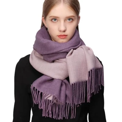 Image of RIIQIICHY Ladies Purple Scarf Gifts for Women Winter Scarves Wraps Warm Pashmina Shawl Large Cashmere
