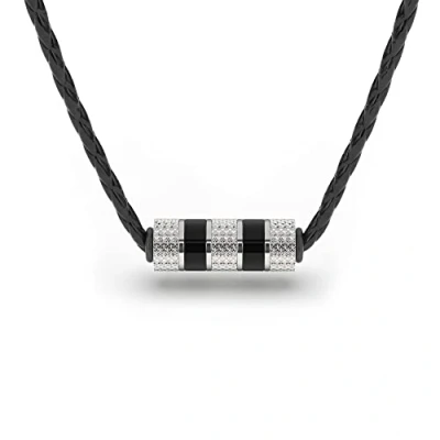 Image of SERASAR Leather Mens Necklace [Solid] Silver 60cm for Men Necklaces Stainless Steel Jewelry Box Friendship Valentines Gifts Dad Pendant