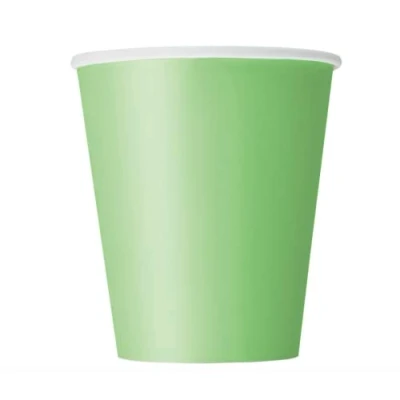 Image of Vibrant Lime Green Solid Paper Cups (9oz) 8 Count Vibrant, Eco Friendly Disposable Drinkware for Parties and Events
