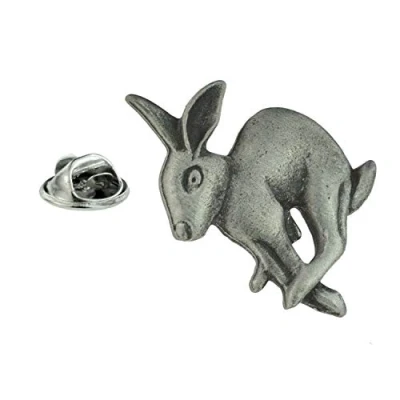 Image of Hare Lapel Pin Badge In British Pewter XDHLP1126