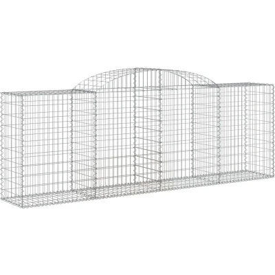 Image of vidaXL Arched Gabion Baskets 2 pcs 300x50x100/120 cm Galvanised Iron
