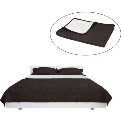 Image of vidaXL Double sided Quilted Bedspread 220x240 cm Cream and Brown