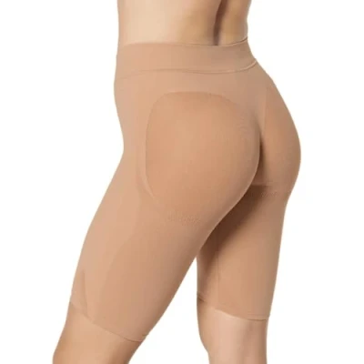 Image of Leonisa Women&#039;s Well Rounded Invisible Butt Lifter Shaper Short Shapewear Bodysuit, Beige, L XL