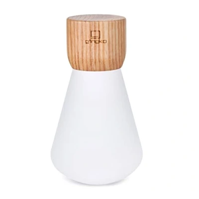 Image of Gingko Pentagon Desk Dimmable 7 Colour Changing RGB LED Bulb with Non Fragile Acrylic Glass and FSC Certified Wood, Mood Light, USB C Charging, Touch Control, Premium Gift Box (Large, White Ash)