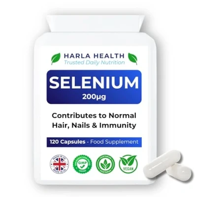 Image of Selenium 200ug Immune System Support 120 Capsules 4 Months Supply Suitable for Vegetarians &amp; Vegans Harla Health Made in The UK GMP Codes of Practice