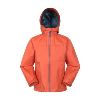 Image of Mountain Warehouse Torrent Kids Waterproof Rain Jacket Taped Seams Raincoat, Lightweight, Breathable, Girls &amp; Boys Rainwear For Autumn, Winter, Wet Weather Rust Size 7 8 Years
