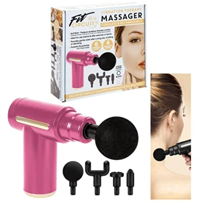 Image of VFM Compact Massage Gun and Bag with Attachments (Pink)