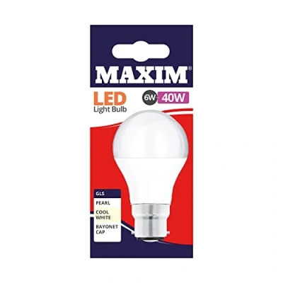 Image of Maxim LED GLS Bayonet Cap (Cool White) 6watt (40watt) (Pack 10), 40MLGBCCW5X10