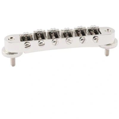 Image of Musiclily Pro 10.4mm Roller Saddle ABR Tune O Matic Bridge with M4 Post for Les Paul Style Electric Guitar, Nickel