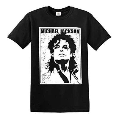 Image of Trend Gear Michael Jackson Signature T Shirt King of Pop Legend Icon Music (M, Black Shirt)