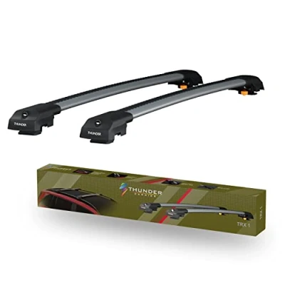 Image of Thunder Carrier TRX1 Roof Rack For RENEGADE (BU) SUV 2015 ONWARD Grey Aluminium Cross Bars Lockable Fit Raised Side Rails Bar, Rail