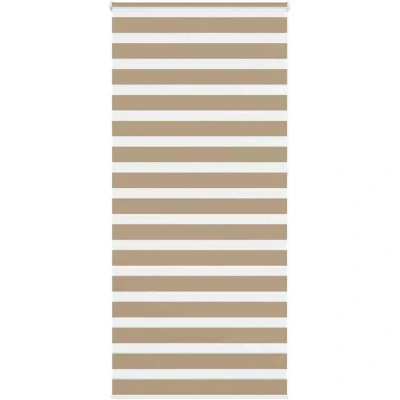Image of vidaXL Zebra Blind Sand Brown 95x230 cm Fabric Width 90.9 Polyester