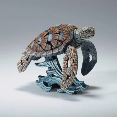 Image of Enesco Edge Sculpture Sea Turtle on Wave Miniature Figurine, 4.73 Inch, Multicolor