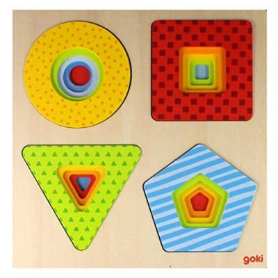 Image of GOKI 57705 Layer Puzzle Geometrical Shapes, Multicoloured