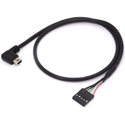 Image of CALANDIS 90 Degree Right Angle Dupont Extended Cable, Mini USB Male to 5 Pin Motherboard FemaleCord Adapter 50cm/1.6ft (Mini 90Degree)