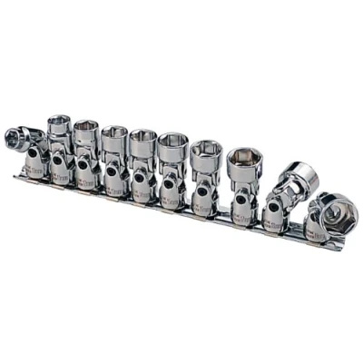 Image of KS Tools 911.3840 3/8&quot; CHROMEplus Hexagonal socket set with flexible joint, 10 pcs, 19mm