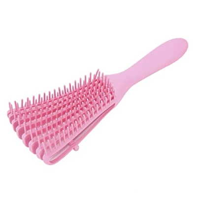 Image of Hair Detangling Brush, Ultra Soft Detangler Brush 8 Rows Elastic Brushes Non Slip Matte Surface for Wet And Dry Curly Thick Straight Hair(pink)