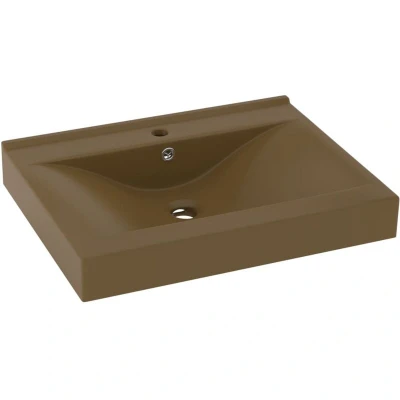 Image of vidaXL Luxury Basin with Faucet Hole Matt Cream 60x46 cm Ceramic