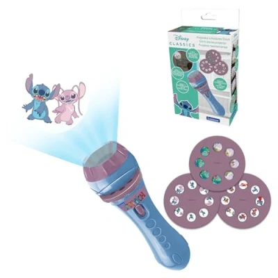 Image of Lexibook LTC050D Disney Stitch, torch light and projector with 3 discs, 24 images, create your own stories, Blau