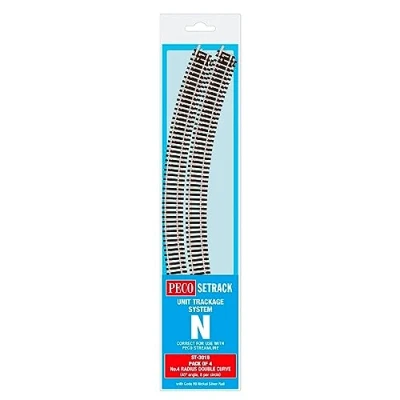 Image of Peco N Set Track 4 X St 19 No.4 Radius Double Curve, 333.4Mm