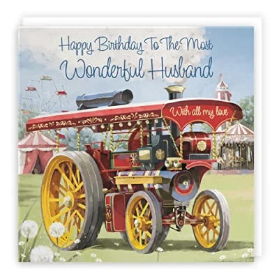Image of Hunts England Husband Traction Engine Birthday Card Steam Tractor Milo&#039;s Gallery Collection For From Wife