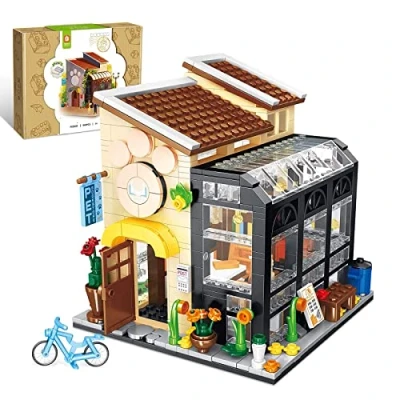 Image of Pet Book Store Building Set, Home Décor Model with LED Lighting Kit, Creative Activity, Set for Teen and Adults, Compatible Lego (640 Pieces)