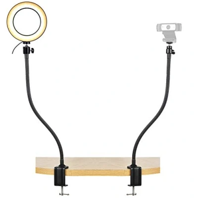 Image of AYIZON Webcam Streaming Light, Stand with 20cm Ring USB Light Mount Kit for Logitech Streamcam C920s C920 C930e C922x C930 C922 C925e C615 Brio Dual 64cm