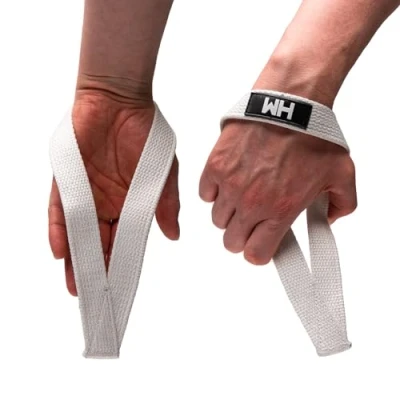Image of Weightlifting House Wrist Straps for Olympic Weight Lifting, Bodybuilding, Snatch, Pulls and Deadlifts. Lifting Workout Wraps Men &amp; Women. (White)