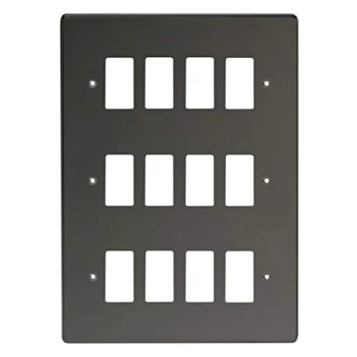 Image of Varilight 12 Gang Grid Plate (Triple Twin Plate) Iridium XDIPG12 P