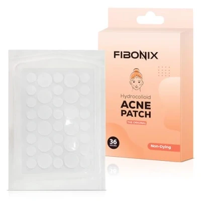 Image of Hydrcolloid Acne and Pimple Patches, 36 Spot Patches,Fibonix Hydrocolloid Vegan Salicylic Tea tree Patches