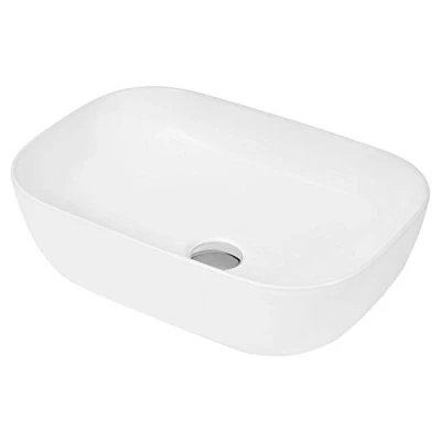 Image of Hudson Reed NBV158 Modern Bathroom Curved Rectangular Vessel Sink, 135mm x 455mm, White