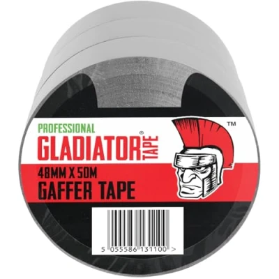 Image of Gladiator® Duct Tape 48mm x 50m (Pack of 3) Strong Silver Gaffer Heavy Duty Adhesive Cloth Tape, Super Sticky And Waterproof Gaffa