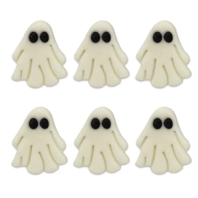 Image of Anniversary House Pack of 6 Halloween Spooky Ghost Decorations, Ghoulish Handcrafted Cake, Ghoul Edible Fondant Icing Sugar Cupcake Toppers, SFX370