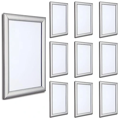 Image of Pack OF 10. A5 Snap Frame Silver 25mm with Mitred Corners size 148mm x 210mm