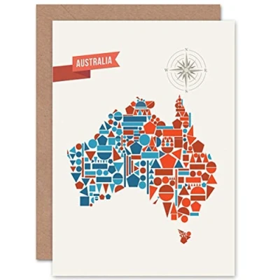 Image of Wee Blue Coo Personalised Australia Map Travel Bon Voyage Miss You Greeting Card For Anyone All Man Woman Farewell