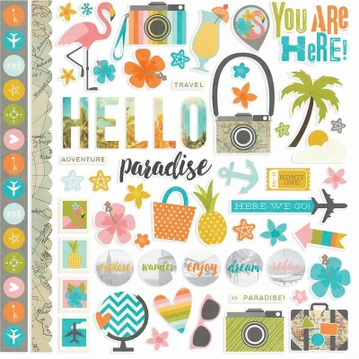 Image of Simple Stories You Are Here Cardstock Stickers x 12 inch Funamental, Other, Multicoloured, 0.25x30.48x31.75 cm