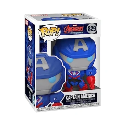 Image of Funko POP! Marvel Mech Cap. Captain America Comics Vinyl Collectable Figure Gift Idea Official Merchandise Toys for Kids &amp; Adults Comic Books Fans