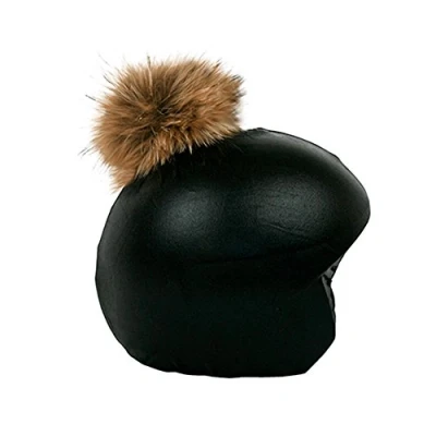 Image of COOLCASC EXCLUSIVE black/brown fur Pom Multisport helmet cover