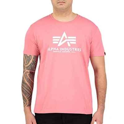 Image of Alpha Industries Men&#039;s Basic T Shirt, Opaque, Coral Red, S